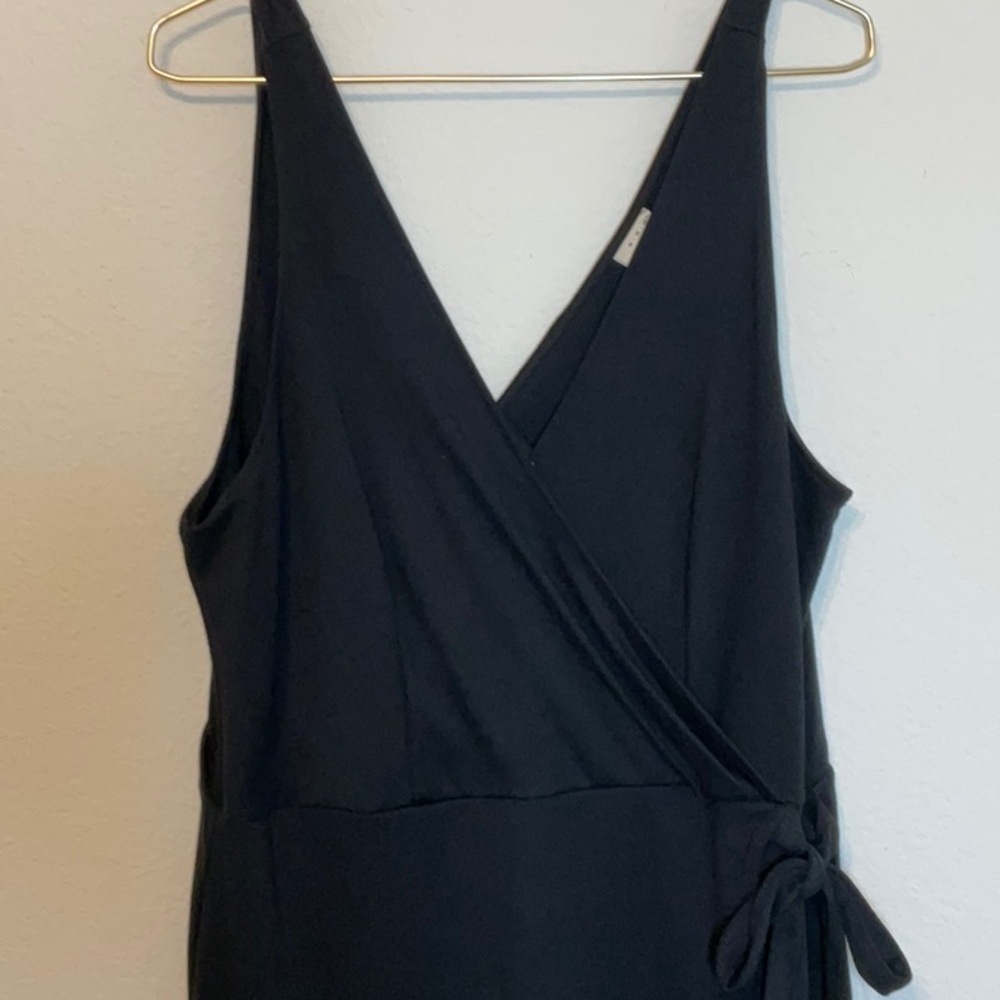 A New Day Sleeveless Faux Wrap  Asymmetrical Tank Dress Cover Up Black XL